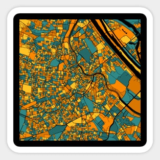 Vienna Map Pattern in Orange & Teal Sticker